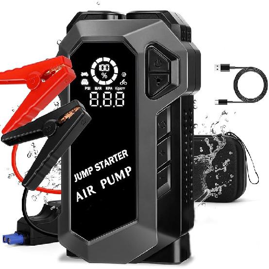 Car Battery Jump Starter with Air Compressor, 4000A Peak 150PSI Car Jump Starter Jump Box for Up to 10L Gas 8L Diesel Engine, 12V Car Battery Jumper