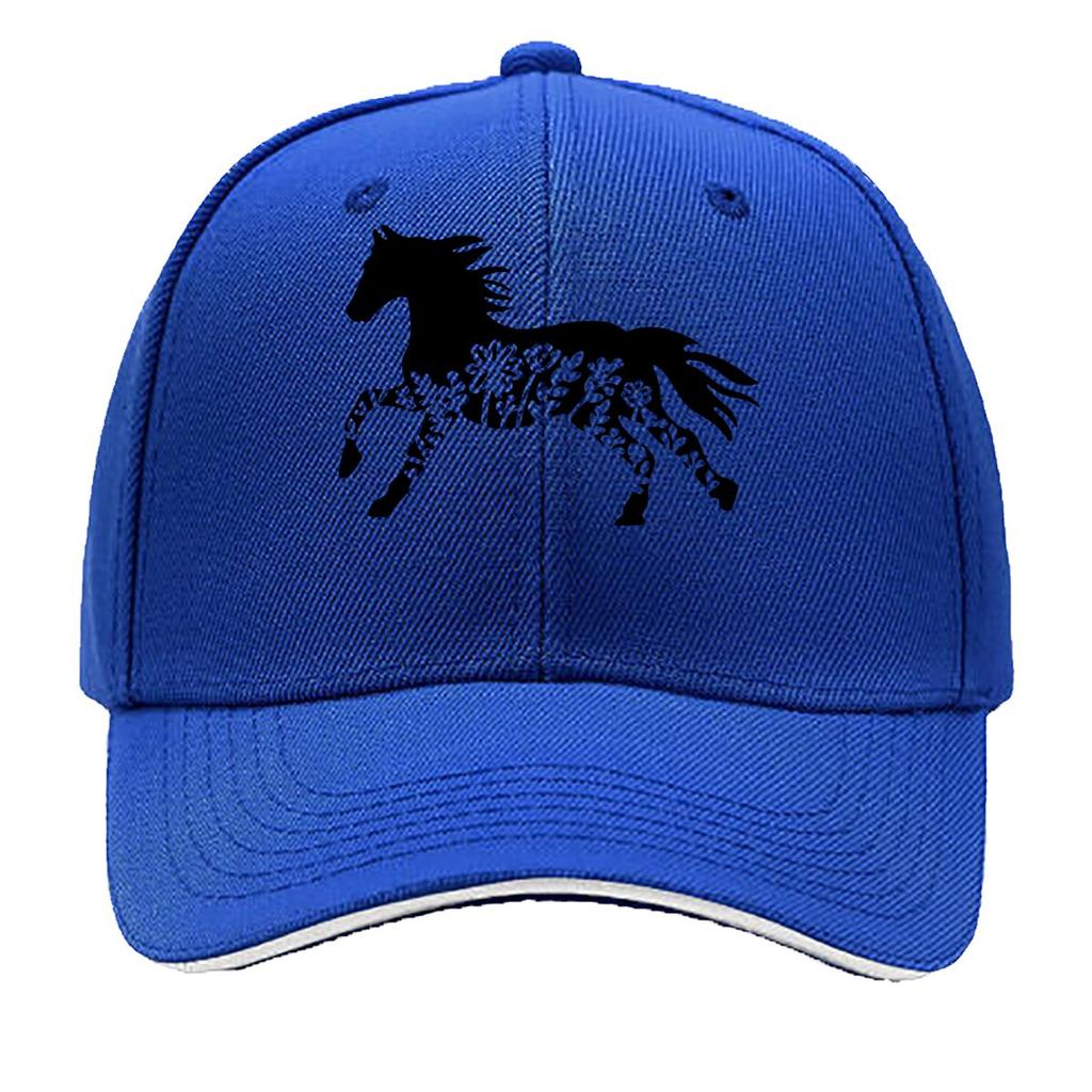 One Top Unisexs and Womens Same Style Small Flower Horse Animal Print Spring and Summer Sunshade Net Sandwich Baseball Cap