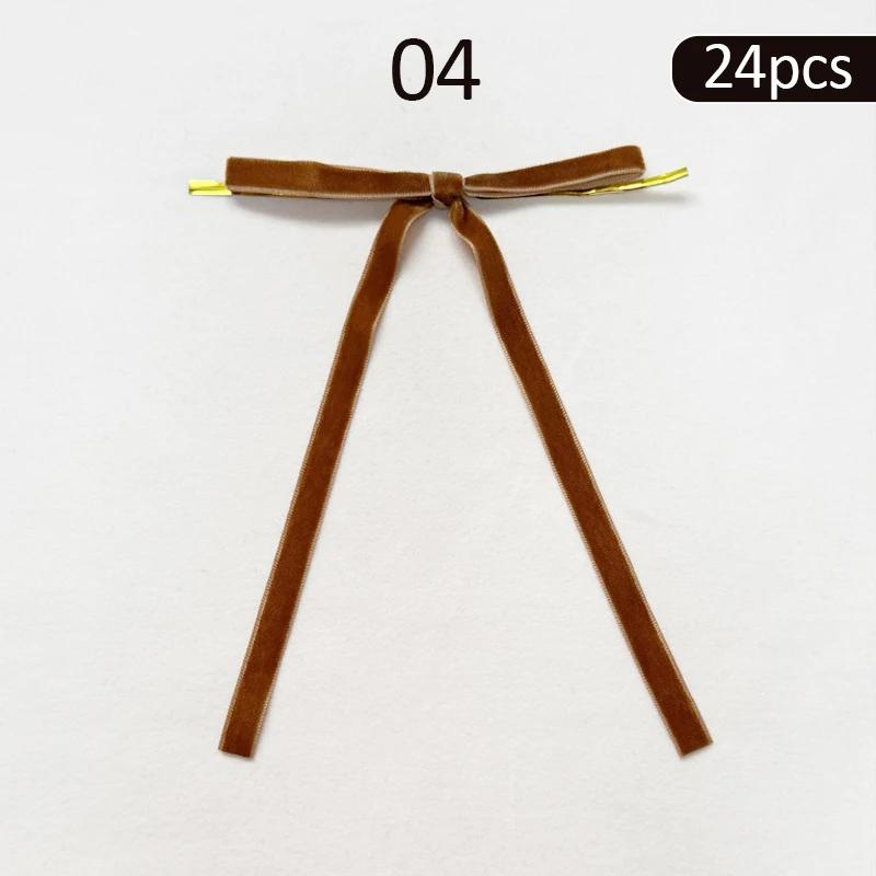 24pcs Velvet Bow Christmas Ribbon Decoration for Xmas Home Decor Tree Wreaths Gift Wrapping DIY Crafts Festive  2025 New Year