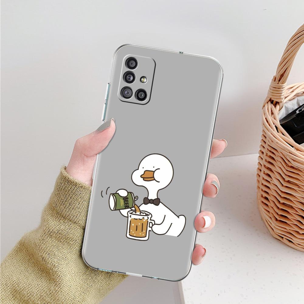 Case For Samsung A15 A13 A35 A55 A51 A71 A41 A31 A21S A05 A17 A23 A25 A33 A53 A73 5G A07 4G Cover Funny Cute Duck Fashion Couple