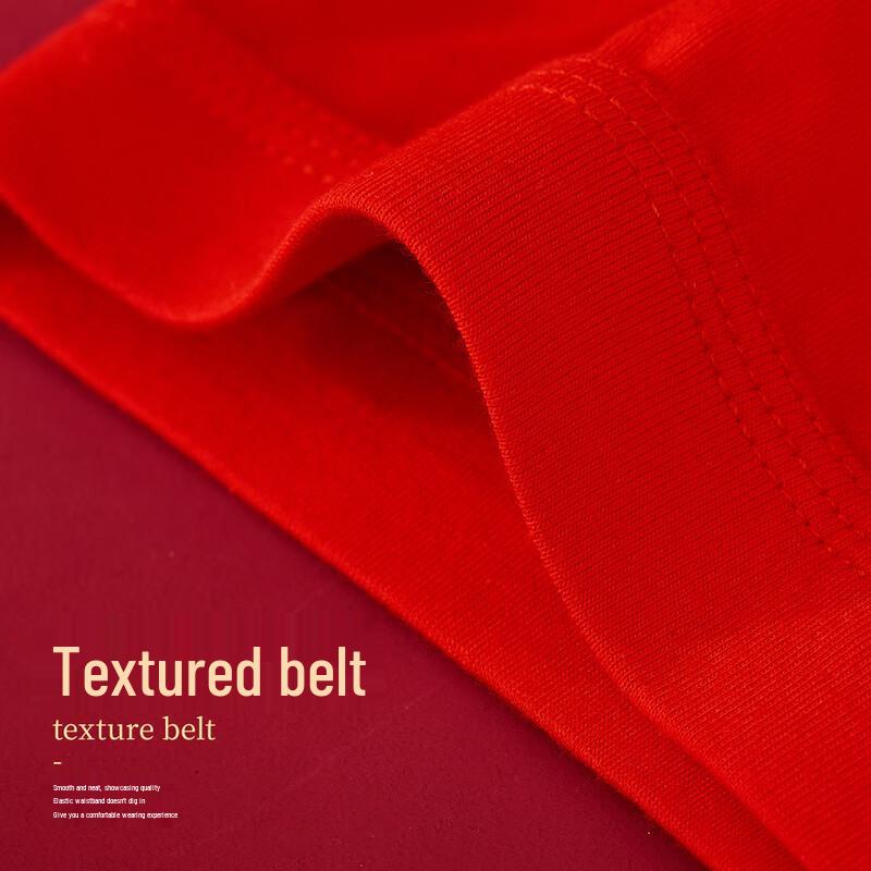 LangSha Men's Lucky Red Pure Cotton Mid-Waist Boxer Briefs (4-Pack)