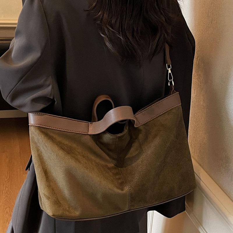 Large Capacity Tote Shoulder Bag Retro Faux Suede Women Handbags Soft Shopper Purses Designer Bags for Women Crossbody Bag