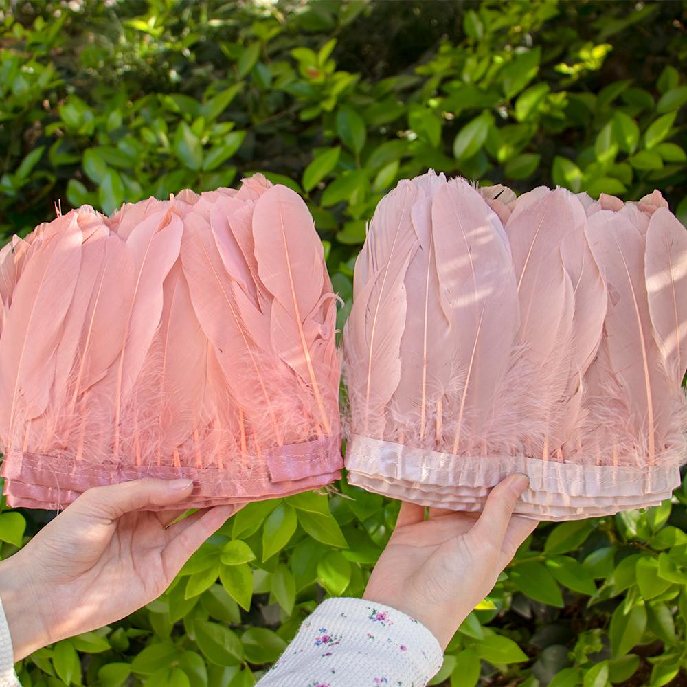 2Meters Colorful Goose Feathers Trim 15-20cm Plumes Fringe Ribbon for Wedding Party Dress Decoration Sewing Crafts Accessories