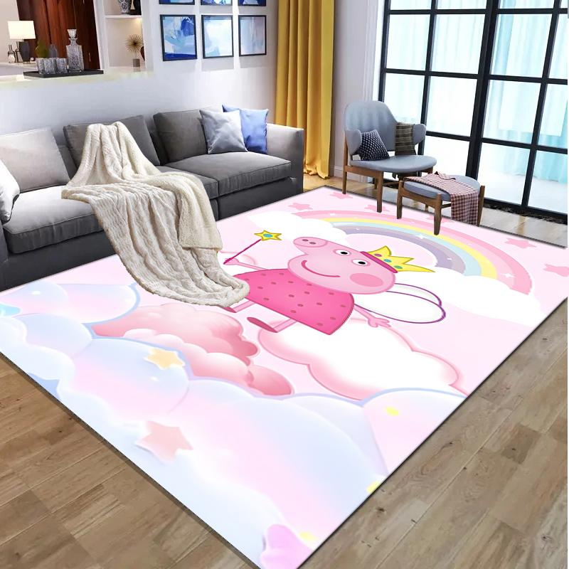Peppa Pig Pattern Rug, Indoor/Outdoor Mat, for Picnic, Gameroom, Bedroom, Office, Living Room, Home Decor Carpet, Birthday Gift