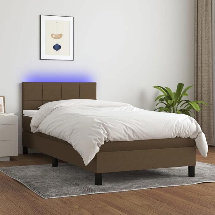 Maison Exclusive - Sommier à lattes de lit matelas et LED Marron foncé 100x200cm