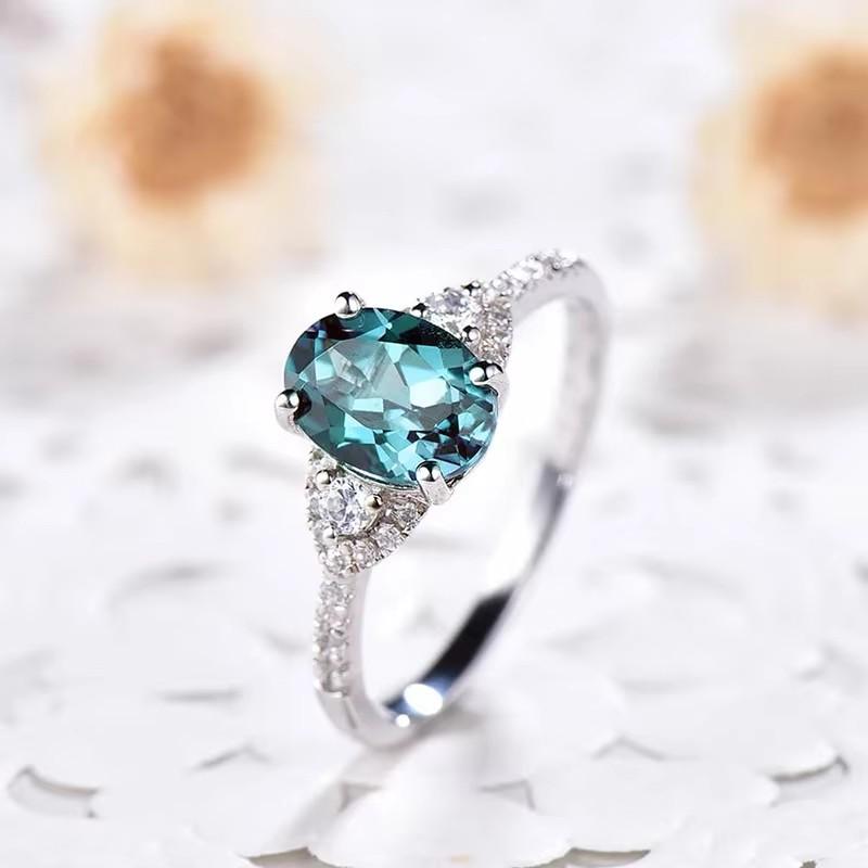 

Huitan Luxury Oval Blue Cubic Zirconia Rings Charming Bright Graceful Finger Accessories for Women Delicate Jewelry for Party 6