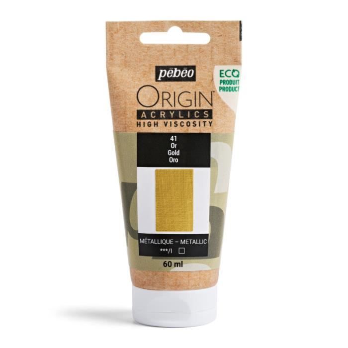 Peinture acrylique - Or - 41 - Haute viscosité - Pébéo - Origin acrylics - 60ml