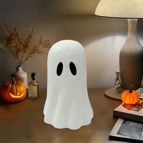 Halloween Ghost Figurine Spooky Small White Ghost Statue Resin Tabletop Decoration for Halloween Indoor Home Shelf Desk Decor