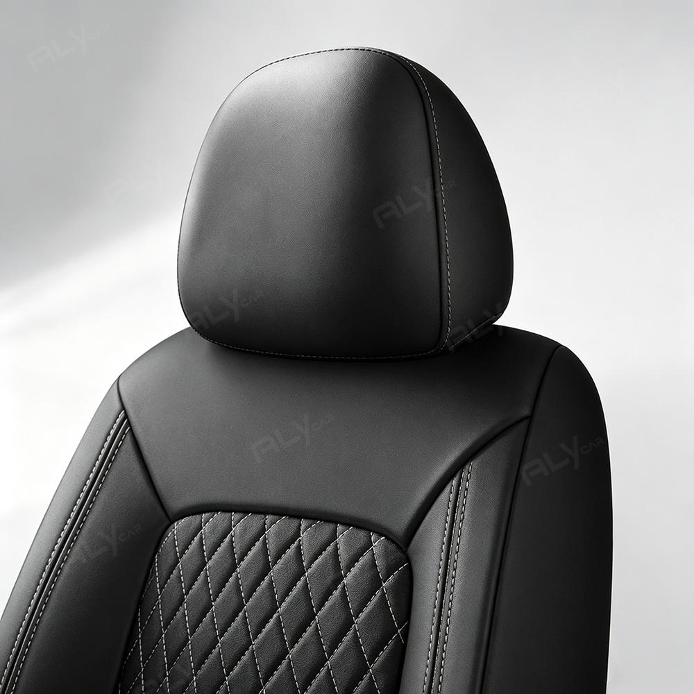 All Season Quilted PU Leather Car Seat Covers Full Set Waterproof Fulls Coverage Universal Fit for All Cars SUV Truck Van Luxury