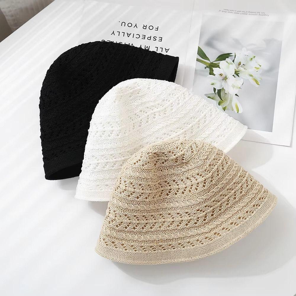 Fashion Breathable Bucket Hat Foldable Wide Brim Fisherman Hat Sun Protection Solid Color Sun Hat Women'S