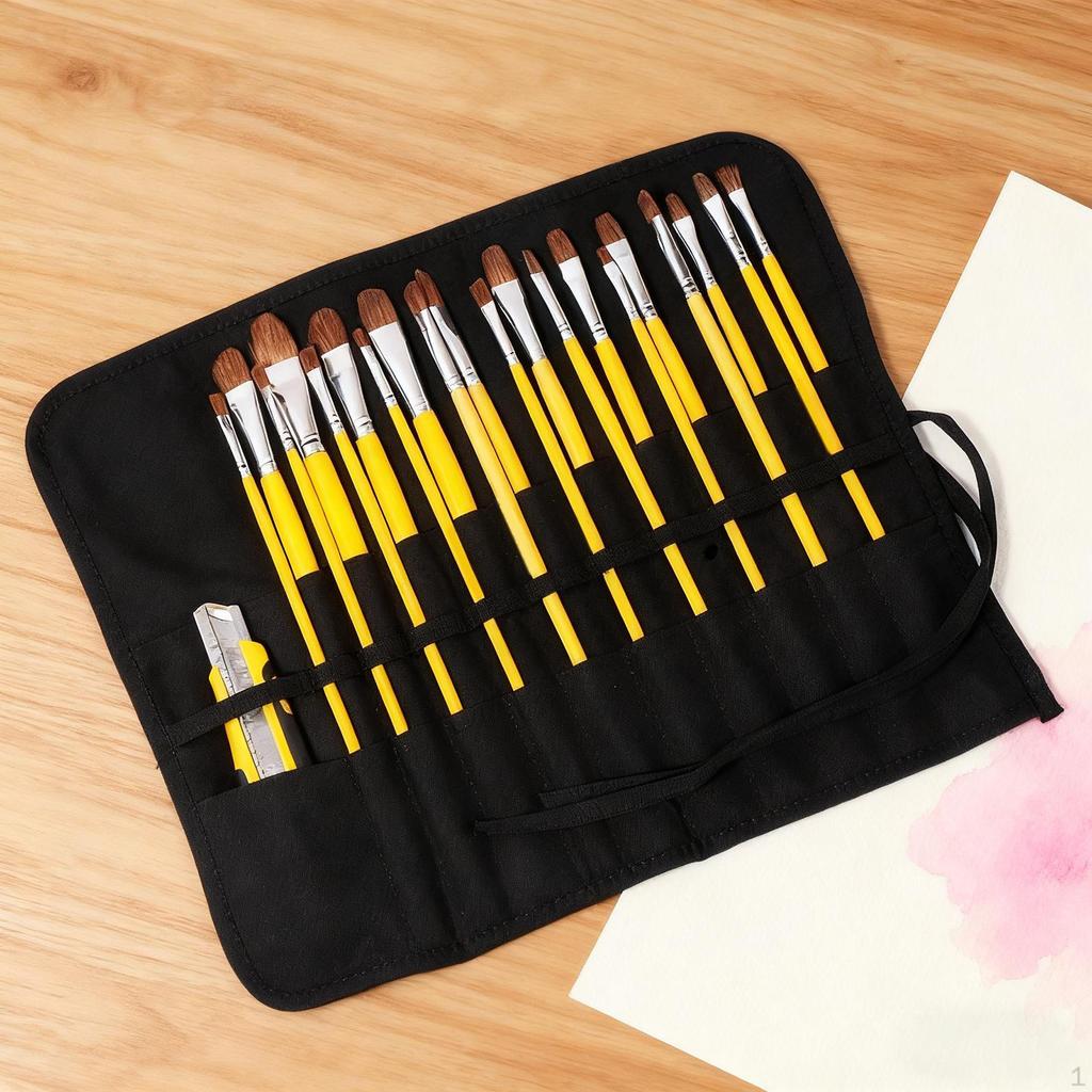 Paint Brush Holder Pouch Artist Protect Watercolor Paintbrushes Store Brush, Pens Tools 22 Slot