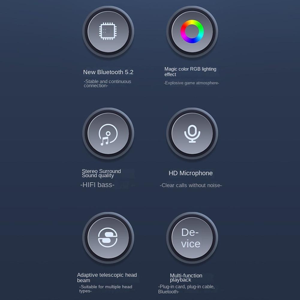 B38 Head-mounted Bluetooth-compatible Headphones HD Noise Reduction Subwoofer Wireless Luminous Gaming Headset