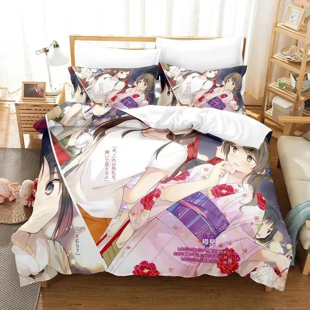 

Комплект постельного белья Adachi and Shimamura, комплект из трех предметов с рисунком из мультфильма «Аниме», для взрослых и детей, для спальни, пододеяльник, комплекты постельного белья класса люкс 70x133cm 2pcs