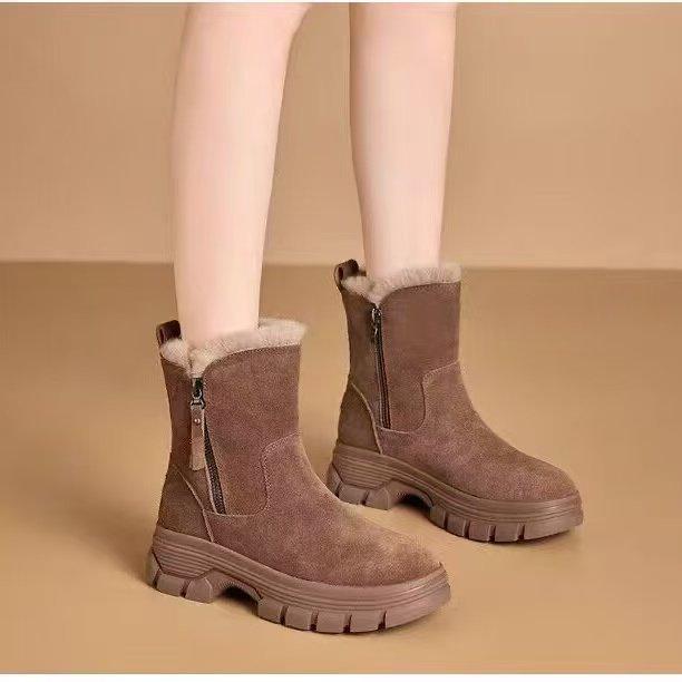 

Thick-soled snow boots winter piled and thickened new Northeast cotton shoes heightened warm boots 40 коричневий