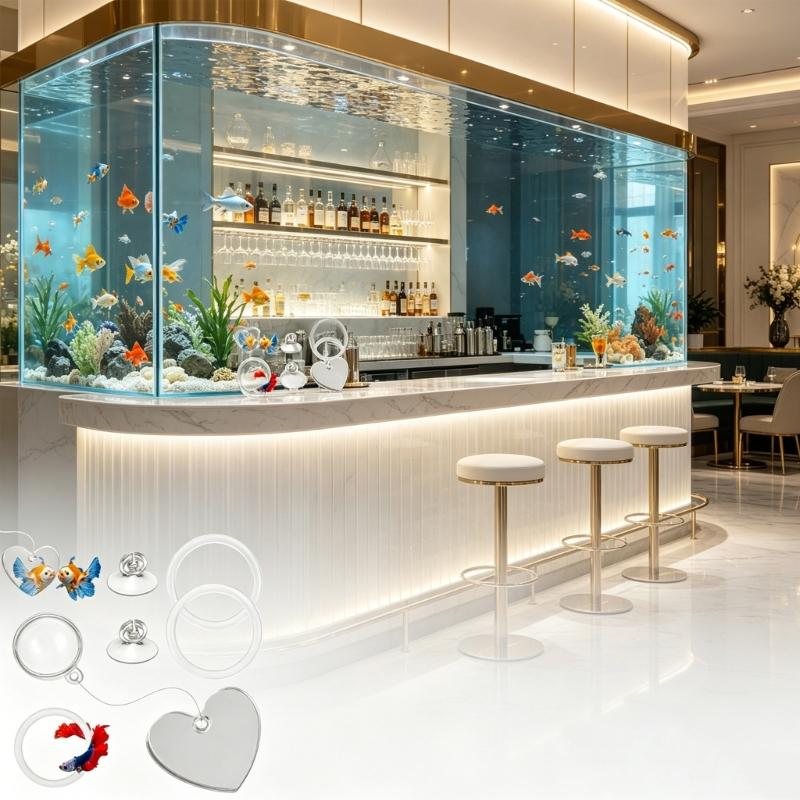 Floating Betta Exercise Rings Heart Mirror Toy Floating Round Rings FishTank Antidepressant Betta Rings
