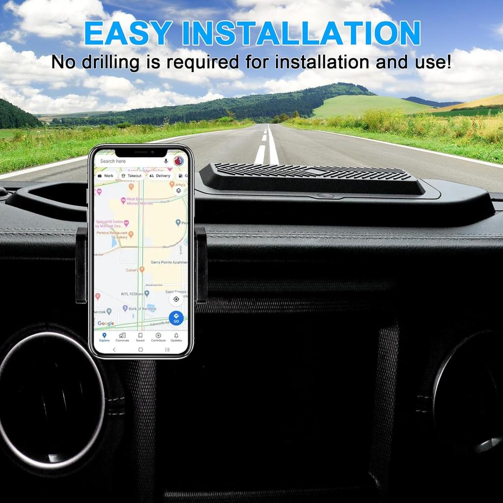 BESTAOO Car Phone Mount Compatible with 2018      Jeep Wrangler JL JLU & Gladiator JT, Multi-Mount Car Phone Holder Dash Tray System Kit with Cover