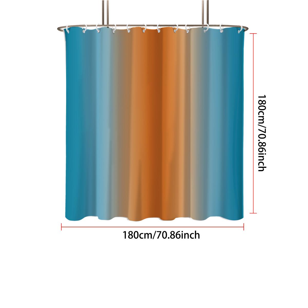 

1Pc Gradient Simple Print Waterproof Shower Curtain Partition Privacy Hanging Curtain 12 Hooks, Multiple Sizes Machine Washable 90x180cm