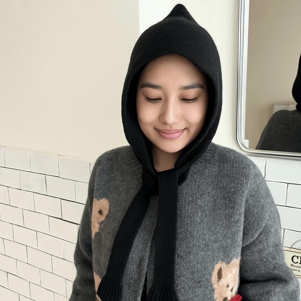 Ear Protection Balaclava Cap Soft Knitted Beanies Hats Vintage Coldproof Hooded Caps  Female