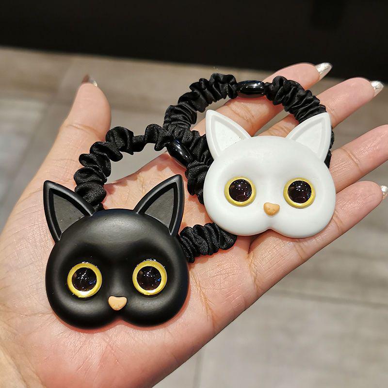 Korean Cartoon Cat Scrunchie Hair Tie for Kids & Adults - Versatile Headband & Rubber Band Accessories