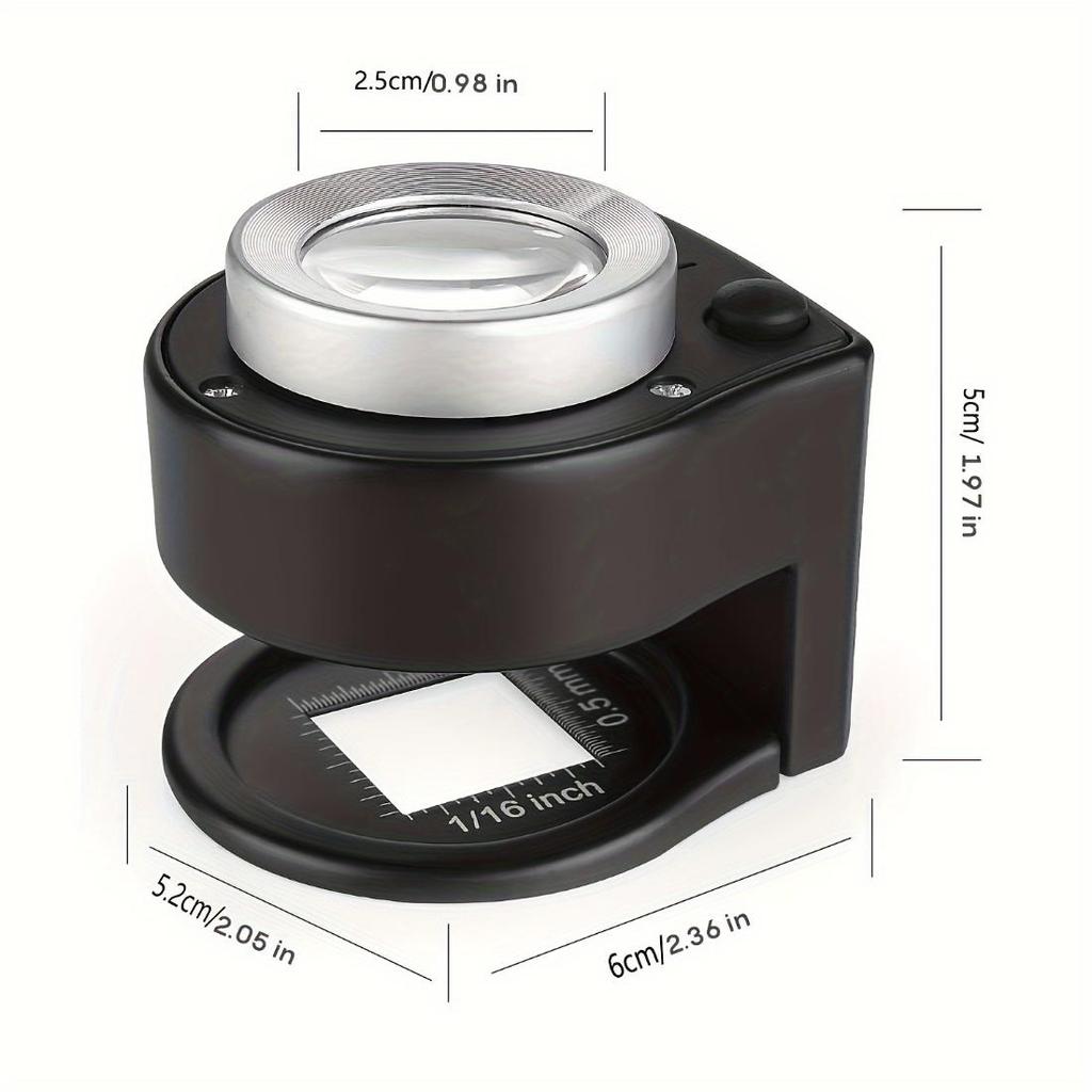 60X Coin Magnifier,Rechargeable 6 LED Metal Magnifier Glasses,USB Dual Power Portable Loupe For Jewelry Coin Stamp Textile Checking