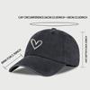 Baseball Cap | Vintage Washed Distresseded Dad Cap | Air Permeable, Adjustable Sun Hat | Everyday Style C Y2K-Style Heart Embroidered