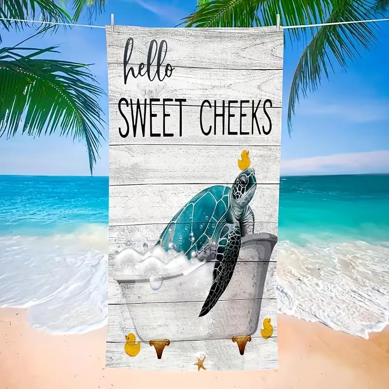 Cartoon Stripe Shark Stripe Print Beach Towel Quick Dry Sand Free Absorbent Towel for Summer Kids Beach Pool