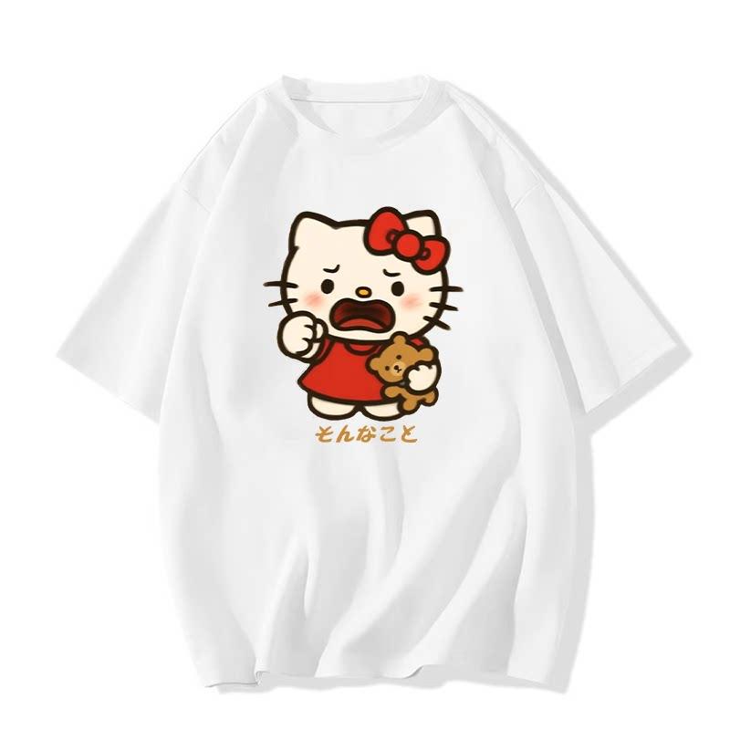 

2026 Hello Kitty Tee soft cotton short sleeve crew neck cute print lightweight summer top for Women daily casual wear S