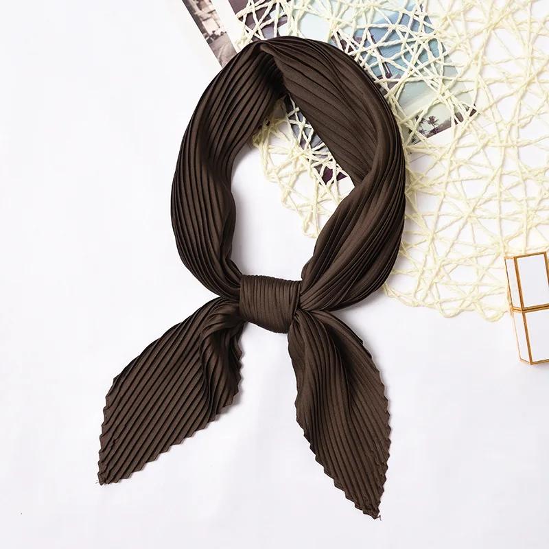 70*70cm Small Crinkle Hijab Scarf For Women Silk Satin Handkerchief Bag Scarfs Female Sqaure Headband Hair Scarves For Ladies