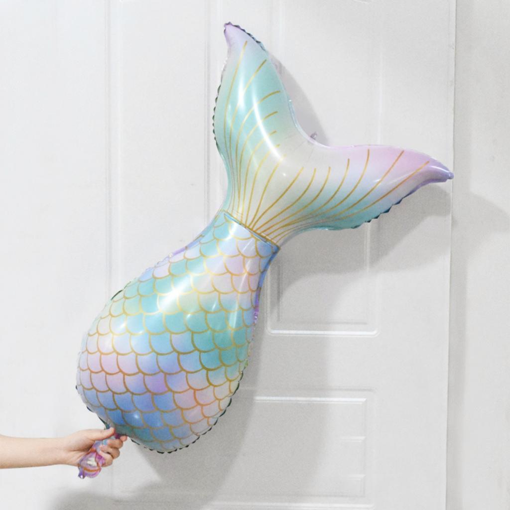 7Pcs/set Mermaid Party Number Balloons Gradient Color Number Foil Balloon Kids Little Mermaid Theme Birthday Baby Shower Party Decorations