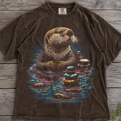 Otter Rocks Vintage 90s Graphic T-Shirt, Retro Otter Nature Wildlife Shirt, 90s Animal Graphic Tee, Nostalgia Otter Lover Gift