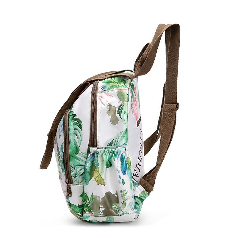 Women's Tropical Floral Nylon Backpack - Lightweight Multi-way Shoulder Bag for Travel & Daily Use