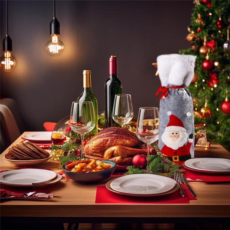 A33R-3PCS Christmas Wine Bottle Cover Merry Christmas Decor For Home Christmas Ornaments Decor Happy New Year