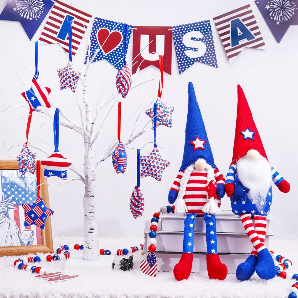 6PCS Home Five-star Love Independence Day Holiday Supplies American Independence Day Decorative Pendants Star Atmosphere Pendant