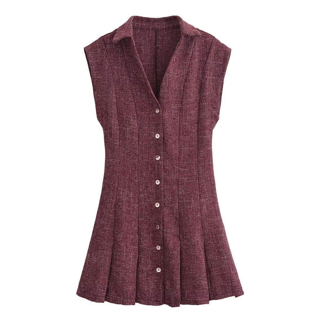 

2025 Spring Women s European & American Style 3D Lapel Short Sleeve Mini Dress M красный