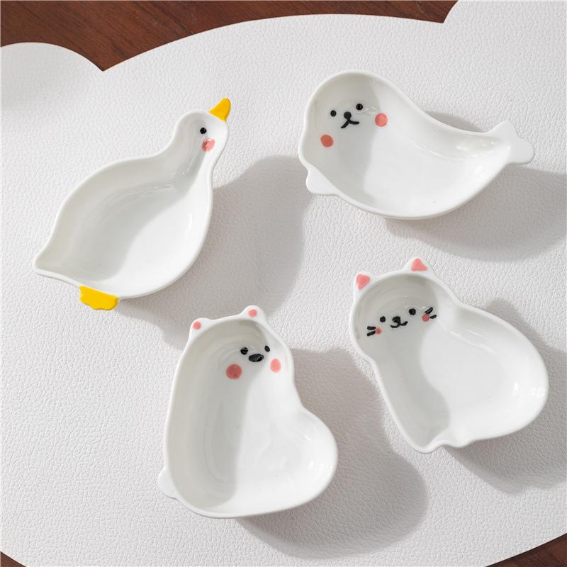 Cartoon Seasoning Dish Soy Sauce Dish Ceramic Dish Tomato Rack Salad Sauce Container Creative Table Decoration Home