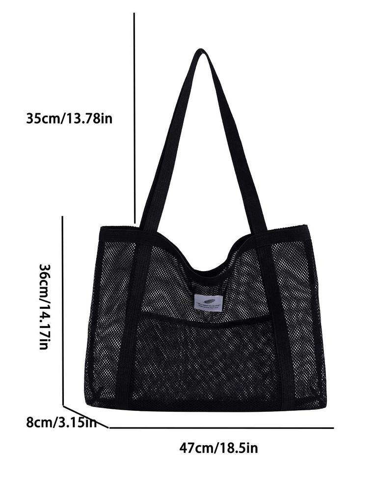 2025 One-Shoulder Transparent Mesh Tote Bag - Large Capacity Beach/Shopping Bag