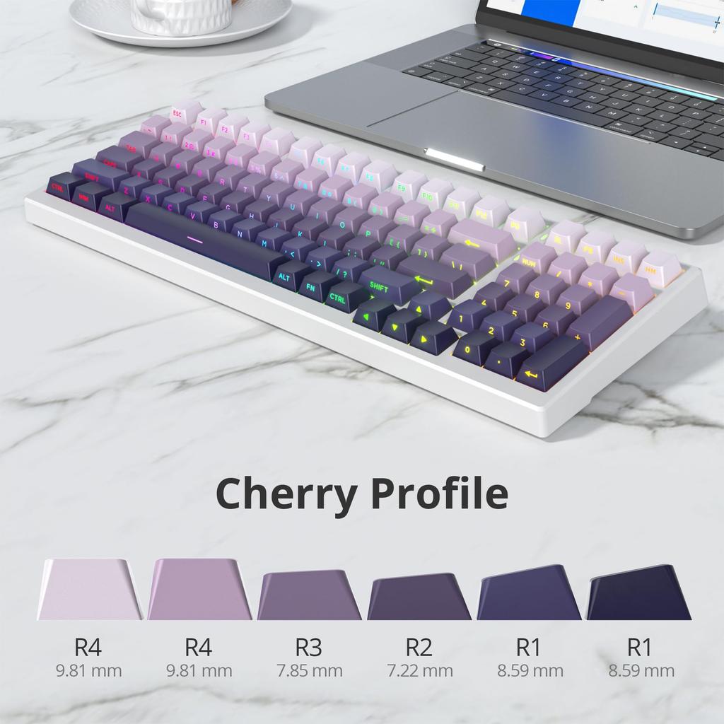 135 Key Side Printed Keycaps PBT Gradient Keycaps 75 Cherry Profile Minimalist Style Custom Keyboard Keycaps for Mechanical Keyboards Percent,