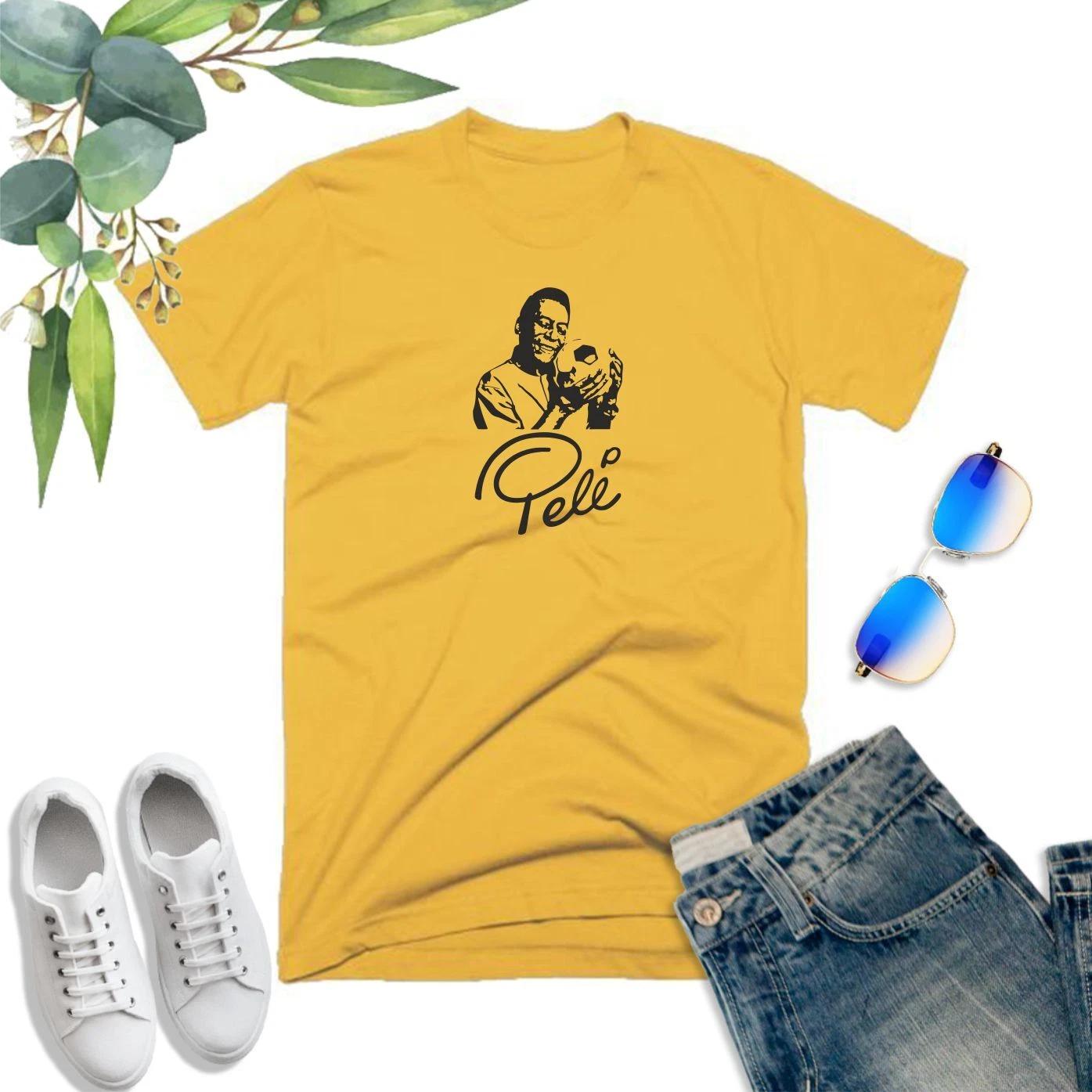 Pele T Shirt King Football Legend GOAT Classic Brazil Brasil Fans Gift Men Top S