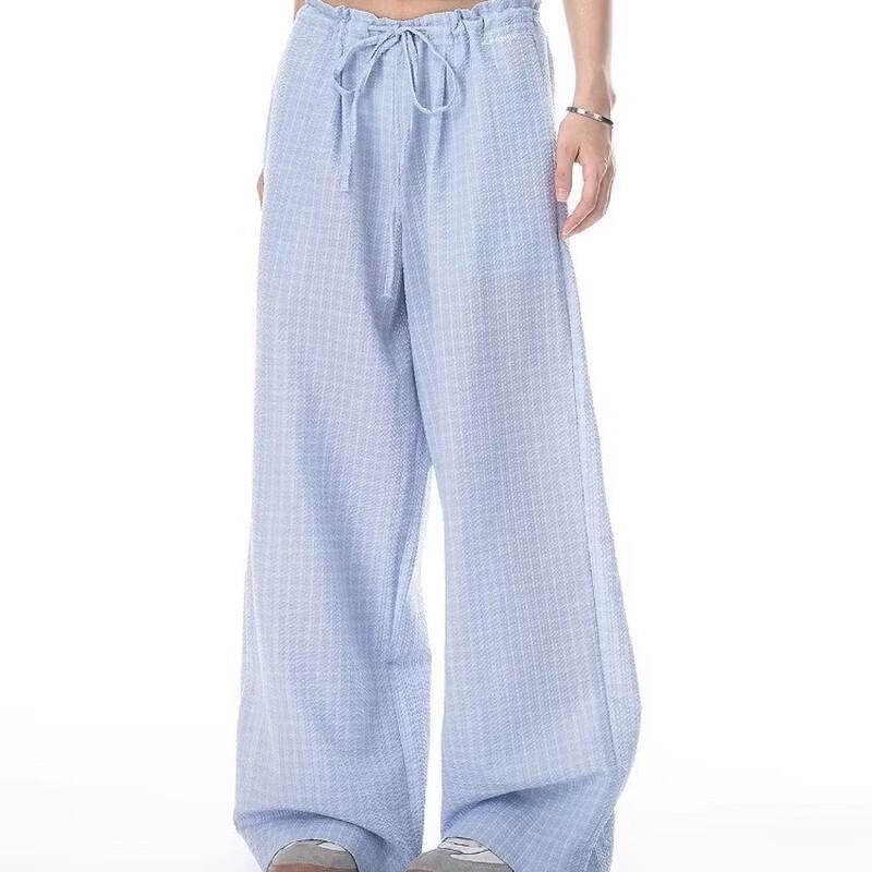 ICH MODE Women's Plaid Wide-Leg Casual Pants