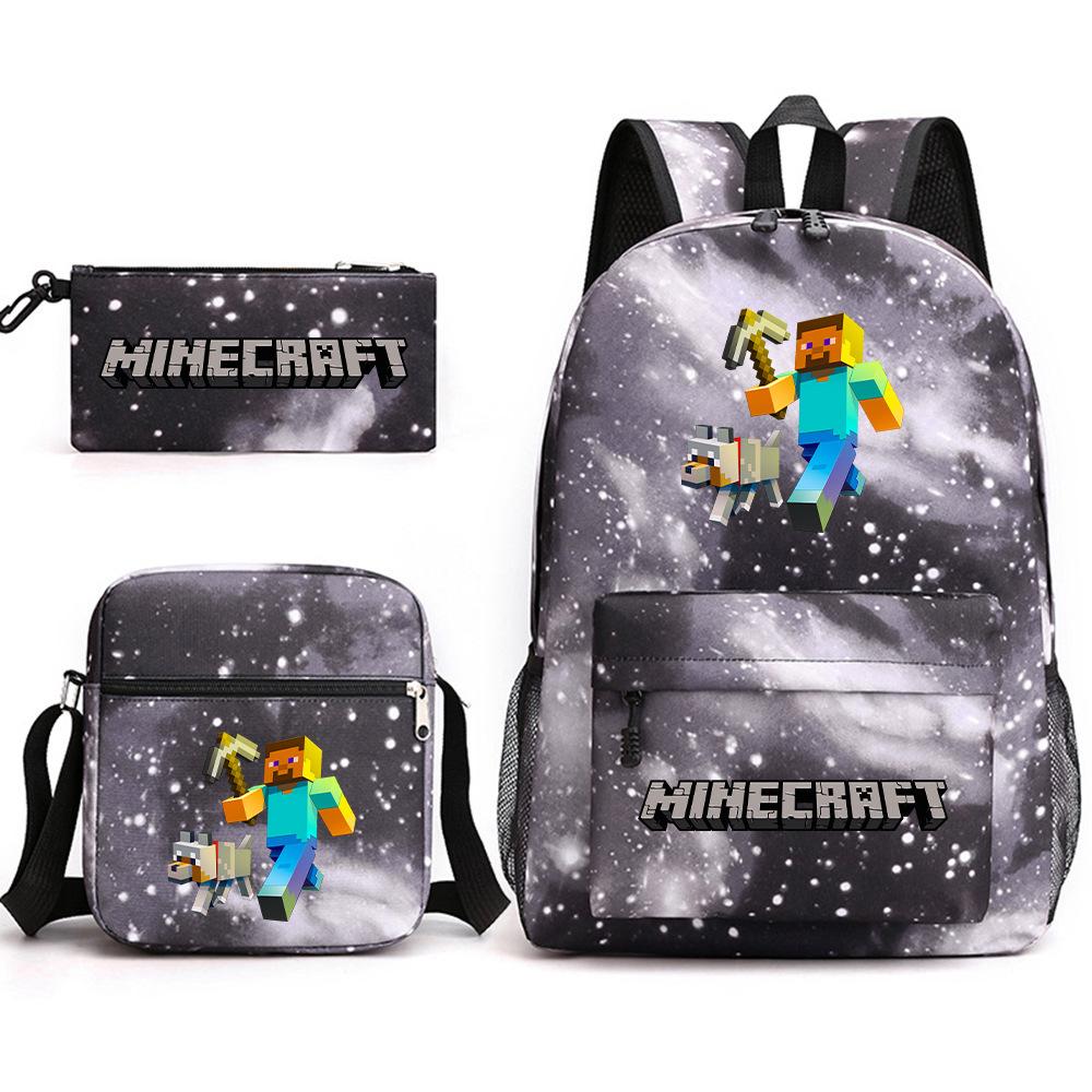 Minecraft Schooltas Game Merchandise Student Grote Capaciteit Print Drie Delige Schooltas Mannen En Vrouwen