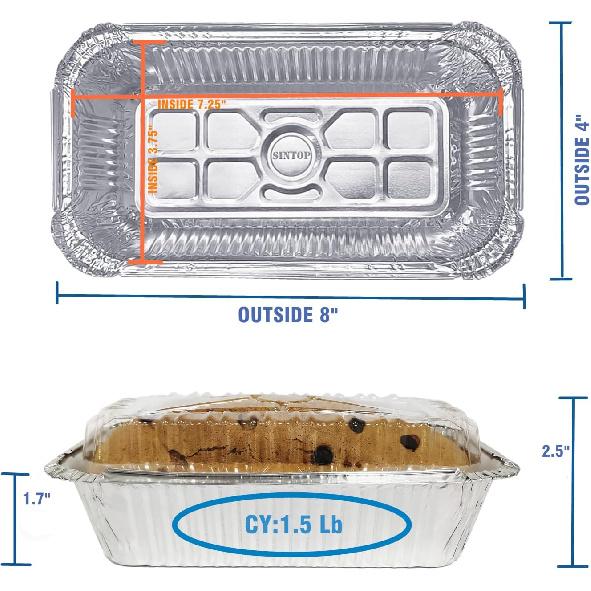 Aluminum Foil Bread Pans Disposable | 1.5lb Loaf Pans with Lids | 50 Pack | Dessert Boxes - Perfect for Baking, Storing, Takeout