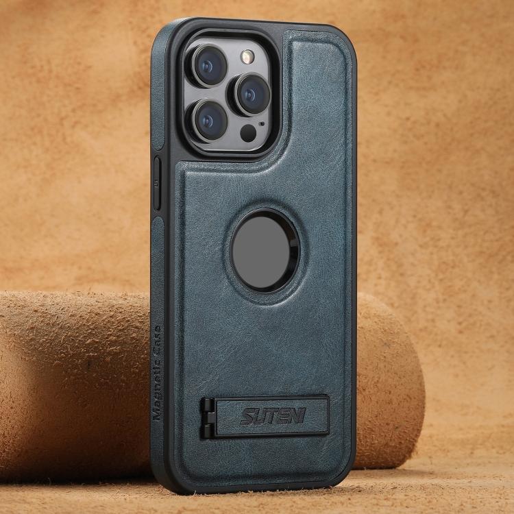 Suteni G2 Magsafe Oil Wax Leather Back Phone Case with Holder