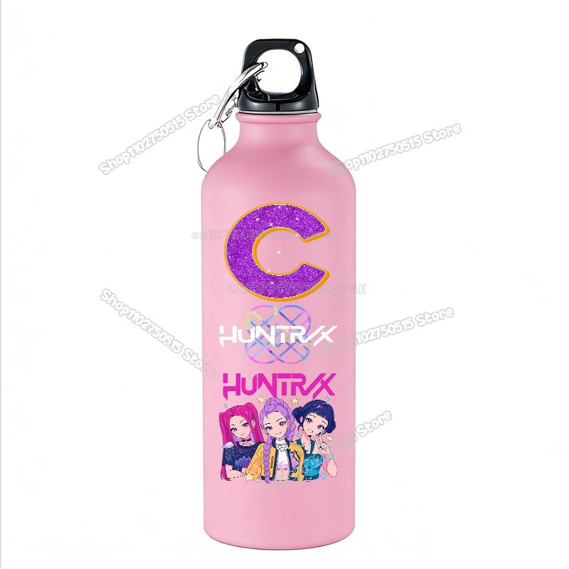 High Quality 500ml KPop Demon Hunters Kids Sport Water Bottle Letter A-Z Rumi Mira Zoey Outdoor Bottle Large Capacity Girl School Drink Cups