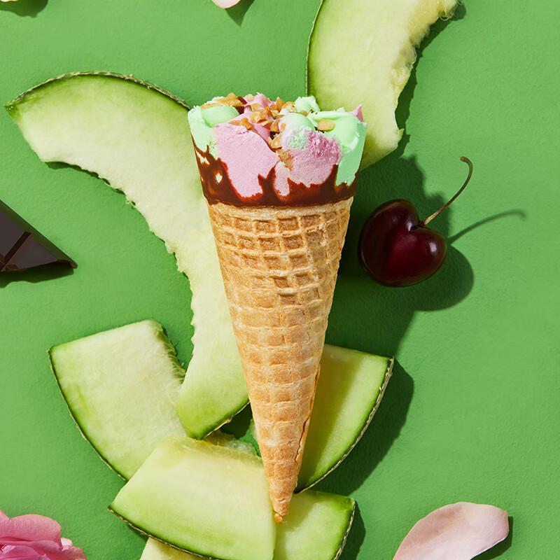 Yili Qiaolezi Hami Melon Rose Cherry Crisp Cone Ice Cream