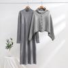 Completi da Donna 2 Pezzi Autunno Inverno Abito Maglione in Maglia Manica Lunga Collo Alto Abiti Ampi Sciarpa Poncho con Bottoni Set Lounge Tuta da Ginnastica per Donna
