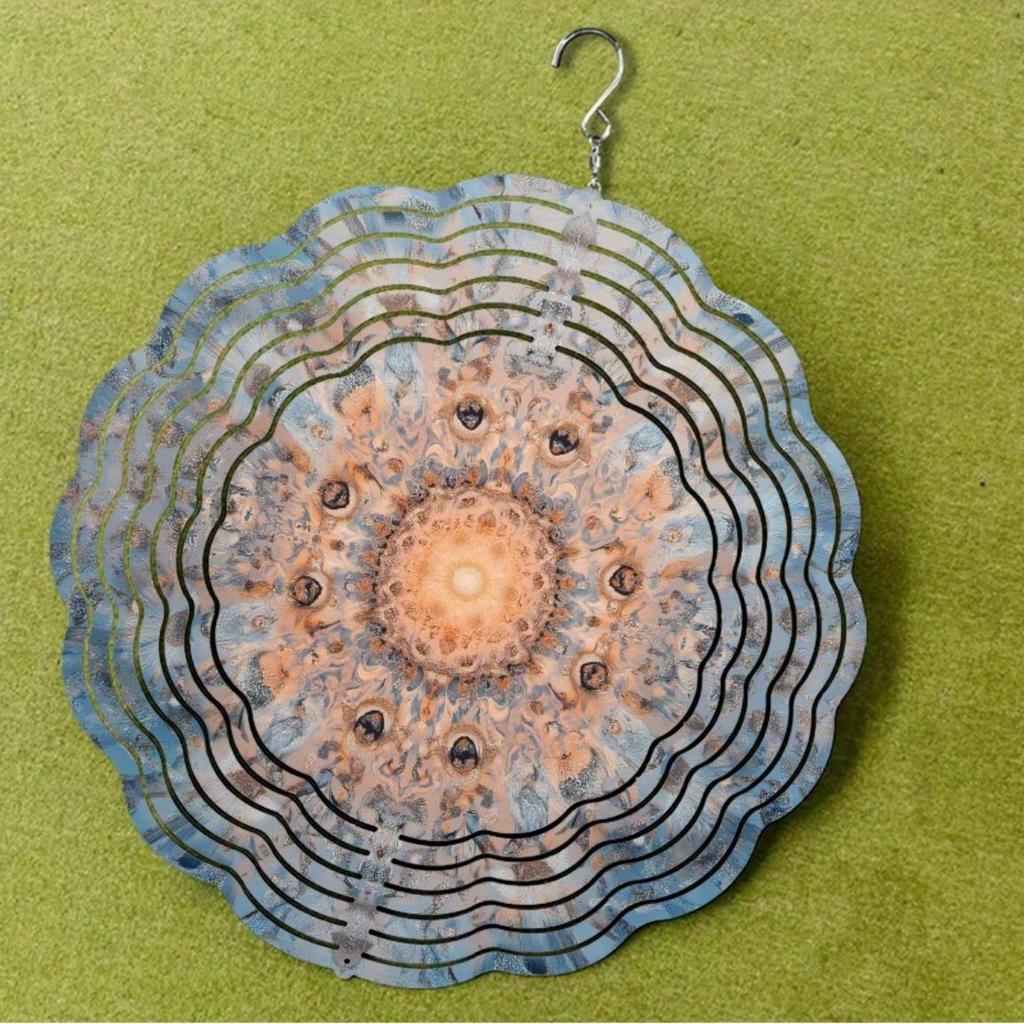 Bohemian Wind Spinner 10 Inch Metal Hanging Decor for Garden Balcony Outdoor 360 Degree Swivel Hook All Season Gift Idea