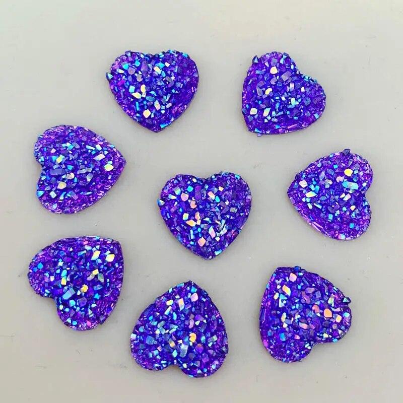 

40 шт. 12 мм блестит AB цвета минеральная поверхность сердце смола горный хрусталь плоская задняя часть кабошон камень DIY свадебные украшения поделки