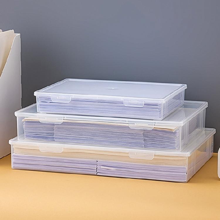 Portable Storage Container for Office Supplies Stackable Document Box Moisture Proof Plastic Bin Magazine Organizer