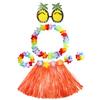 Hawaiian Tropical Party Combo 30CM Grass Skirt 4 Leis 6 Pineapple Glasses Decor