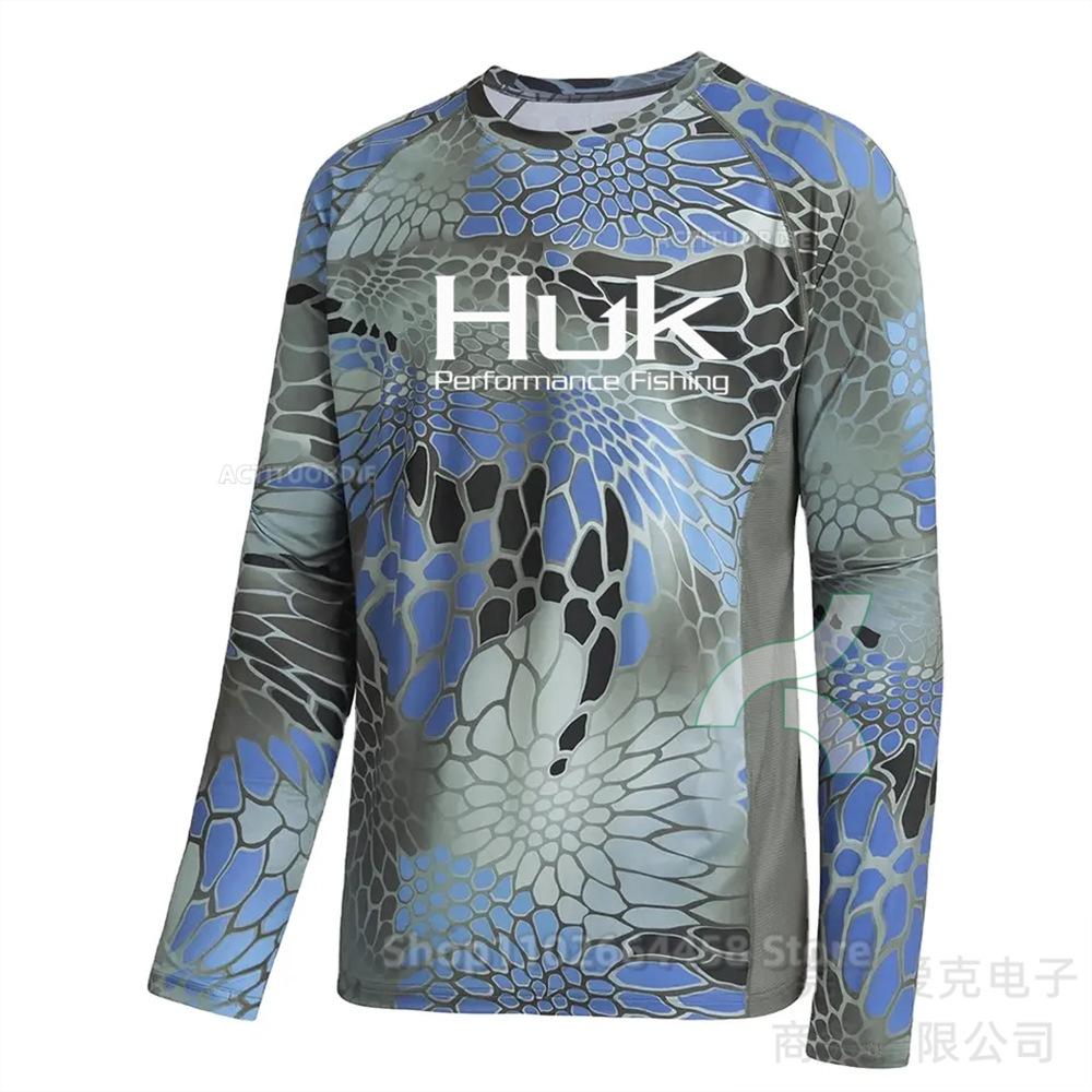 HUK fishing suit sun protection summer outdoor sports long-sleeved Uv protective fishing shirt quick drying top men